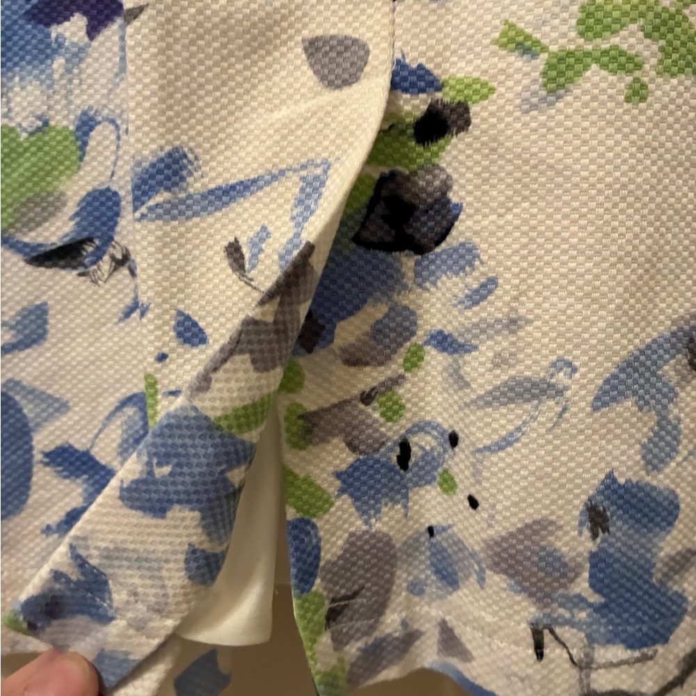 Adrianna Papell White Floral V-Neck Sheath Dress Watercolor EUC 4 Wedding Summer - Picture 7 of 11